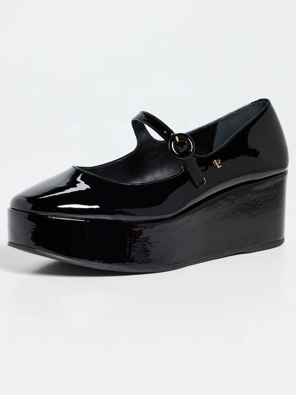 LARROUDE Black Patent Leather Blair Ballet Flatform Platform Mary Janes 10 NEW